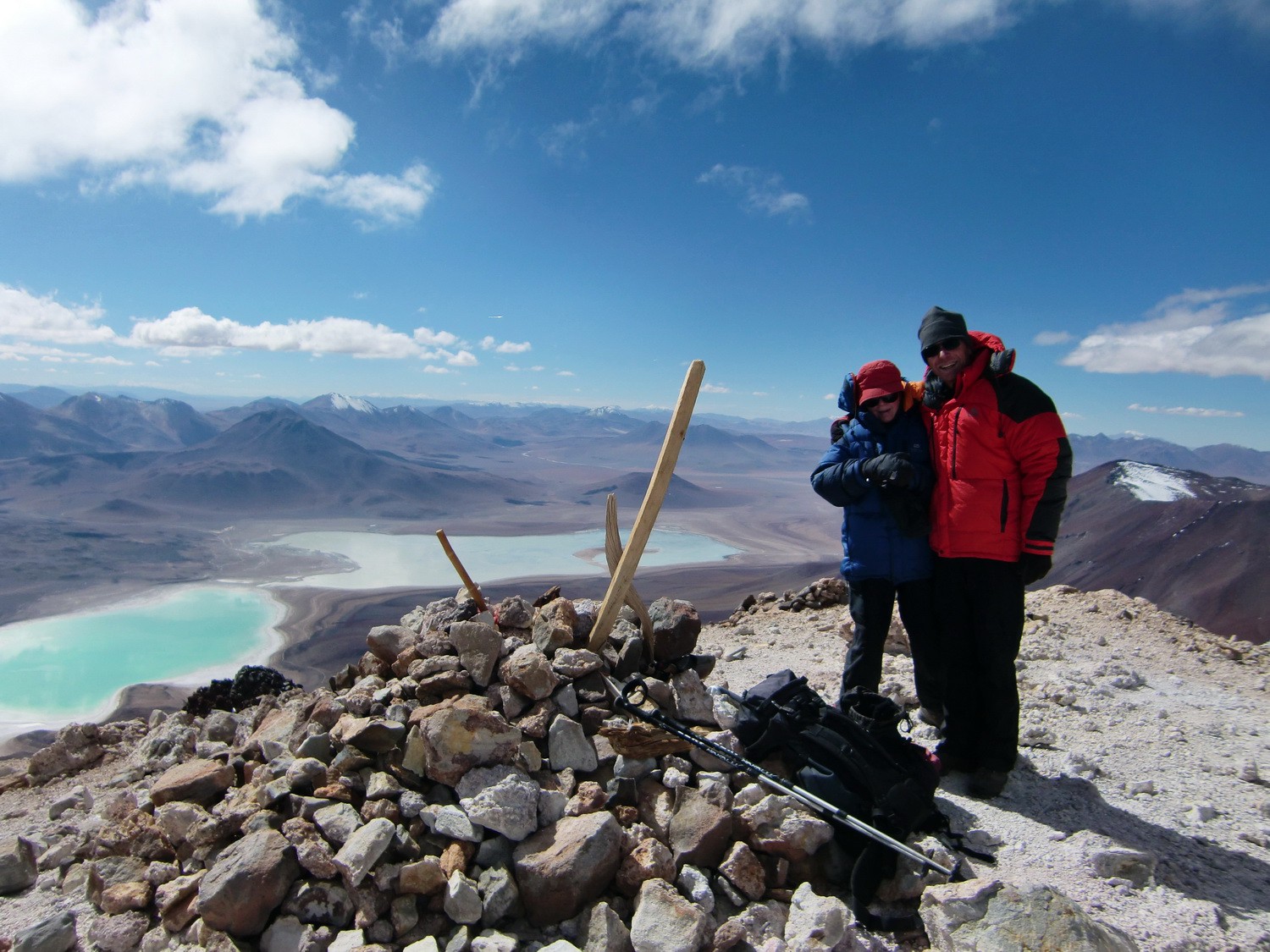 Marion and Alfred on the summit of Licancabur - 5,916 meters sea level